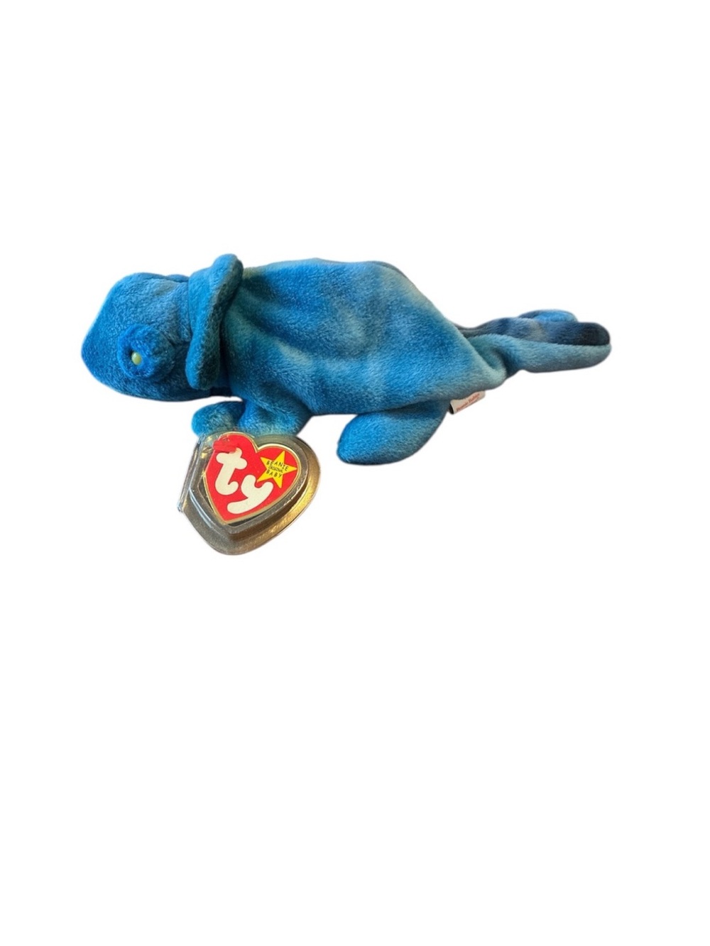 Ty Vibrant Blue Rainbow Chameleon Plush Beanie Baby Toy 1997